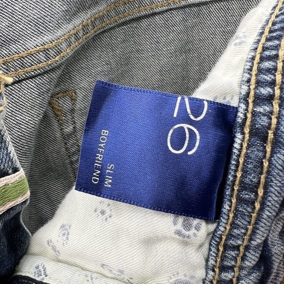 Pilcro Slim Fit Boyfriend Blue Pockets Distressed Denim High Rise Jeans Size 26 - Picture 6 of 9